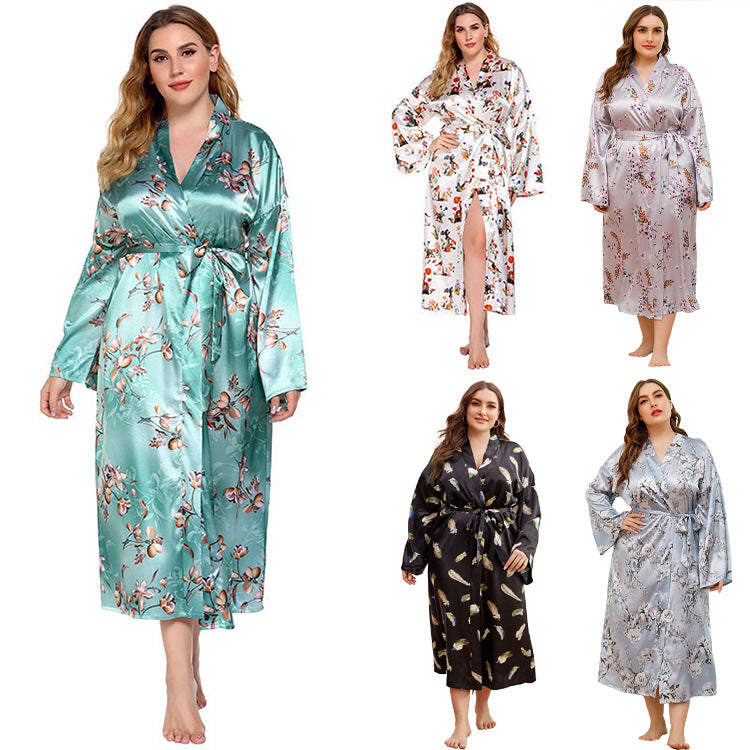 Flower Print Long Robes for Women Flower Print Long Robes for Women